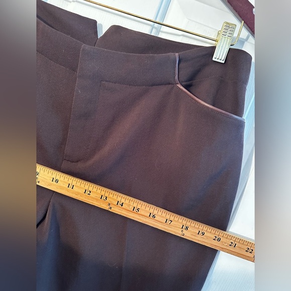 LAUREN RALPH LAUREN PETITE Brown 100% Wool Leather Trim 14P Straight Leg Career - Picture 11 of 13
